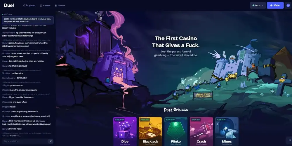Duel Casino Platform Interface